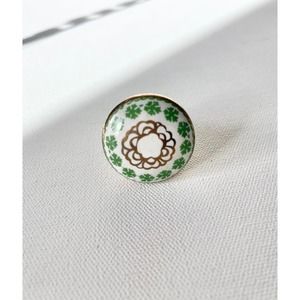 Nantucket Green Detail Print Cabinet Drawer Pull Knob